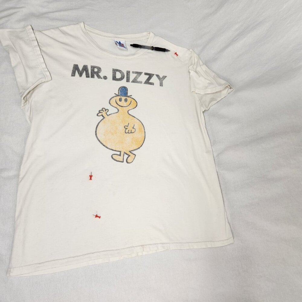 RARE Vintage MR. DIZZY 2007 Sun Faded White Cartoon T-Shirt Size X-Large U.S.A. - Picture 6 of 17